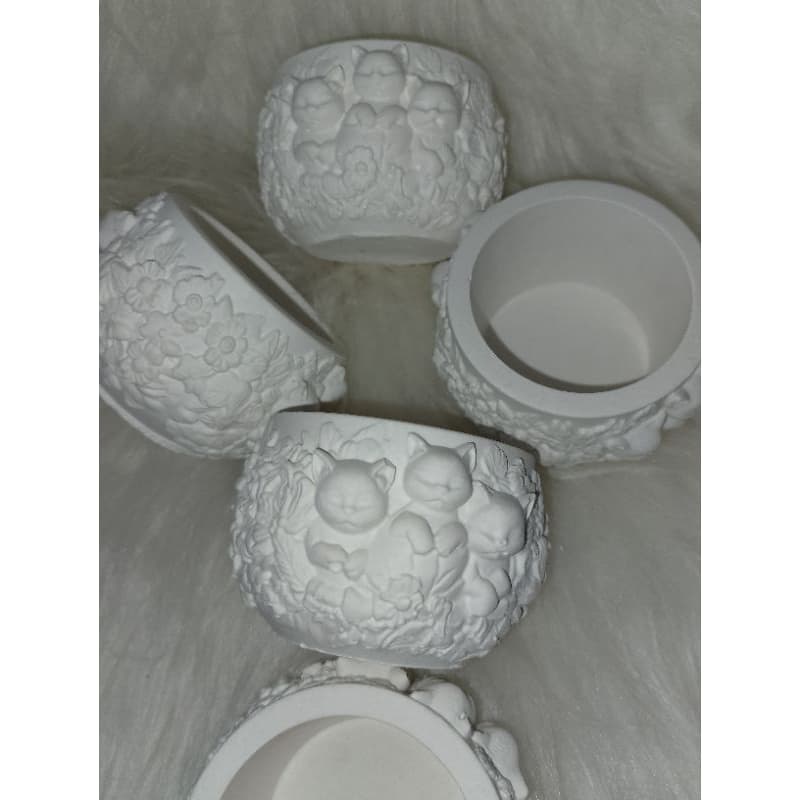 kit de vasinhos em gesso com tema gatinhos 10 peças