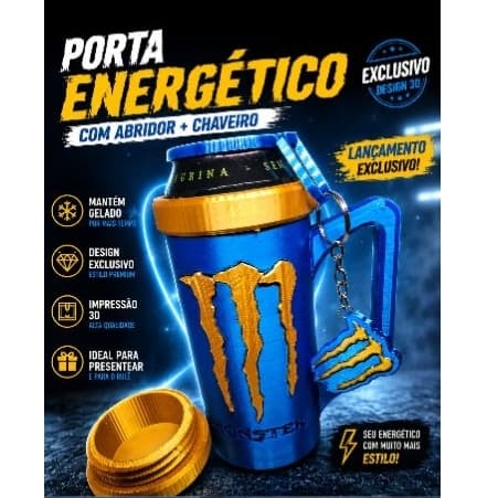 Copo Energético 473ml com Chaveiro Abridor | Porta Lata Premium Resistente