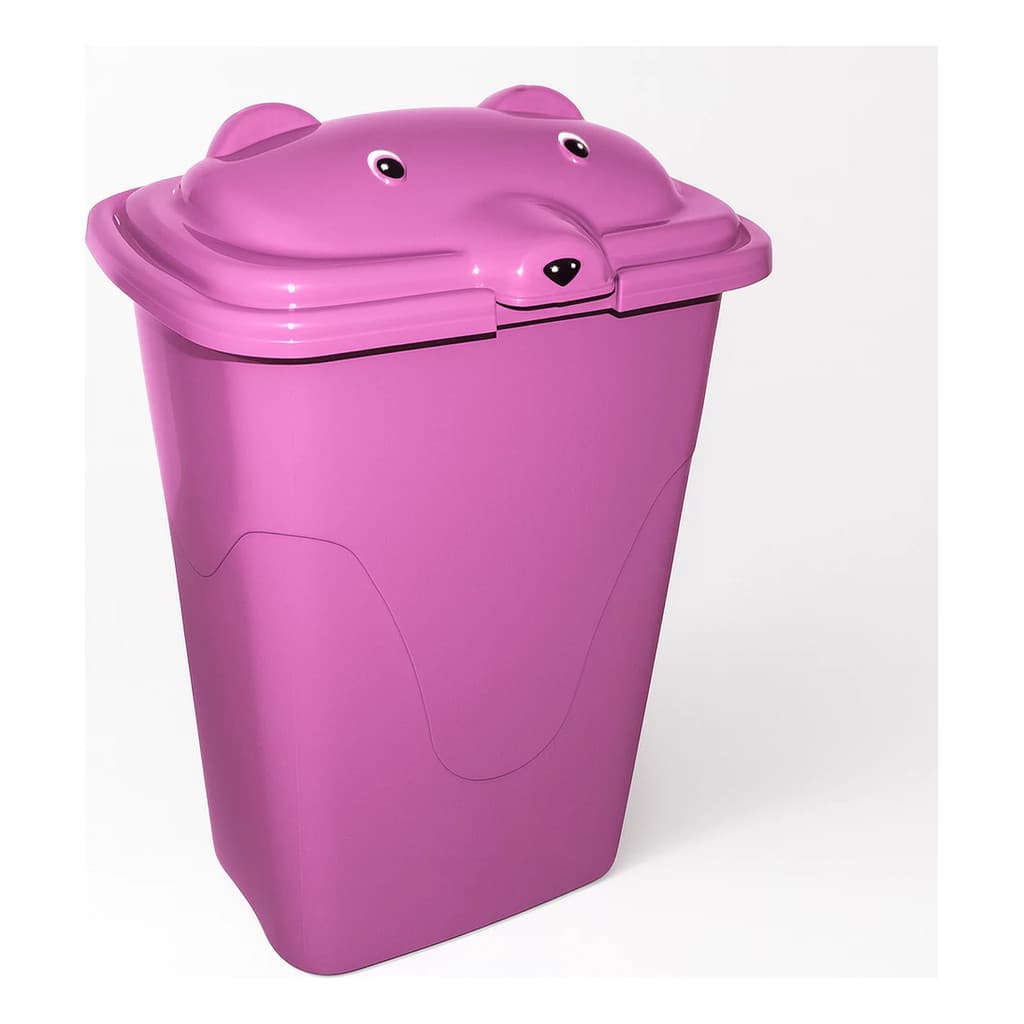 Cesto Organizador Roupa Suja Com Tampa 42L Infantil Bebê Ursinho Menina Menino Quarto Lavanderia