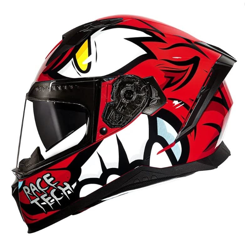CAPACETE RACE TECH LANÇAMENTO VOLT FERA CINZA FEROZES VERMELHO VISEIRA SOLAR QUALIDADE