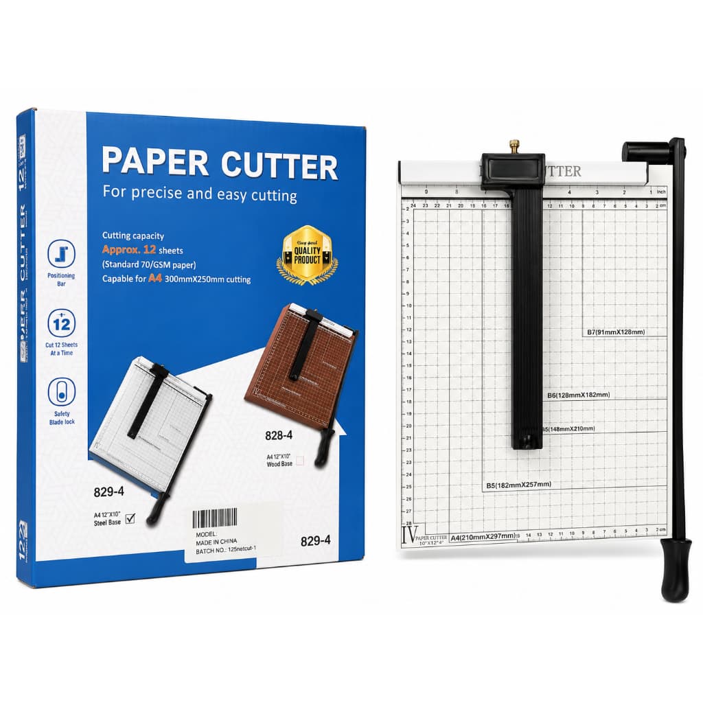 Guilhotina Cortador de Papel A4 Profissional 12 Folhas Base Met谩lica Com Trava de Seguran莽a