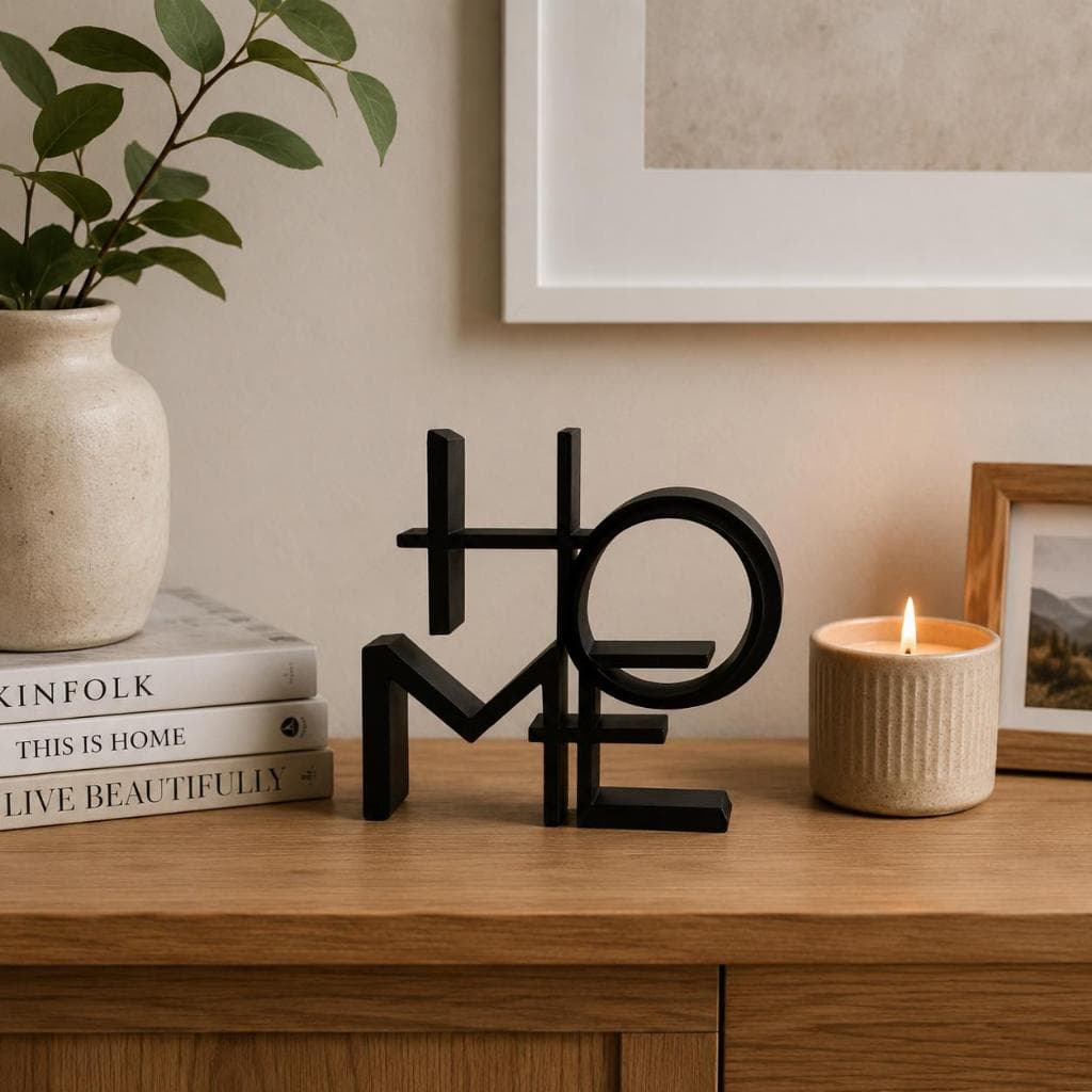 Letreiro Decorativo HOME Moderno Minimalista Enfeite para Sala Estante Escritório Decoração Casa