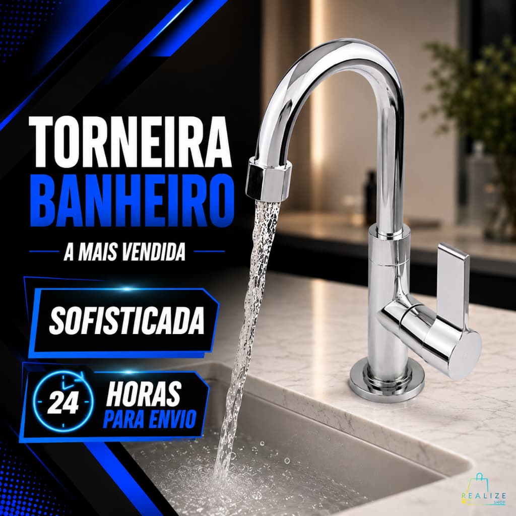 Torneira Banheiro Cuba Lavatório Sofisticada Cromada Abs Lavabo Banheiro Cozinha 1198 C-70 Cód. 1991