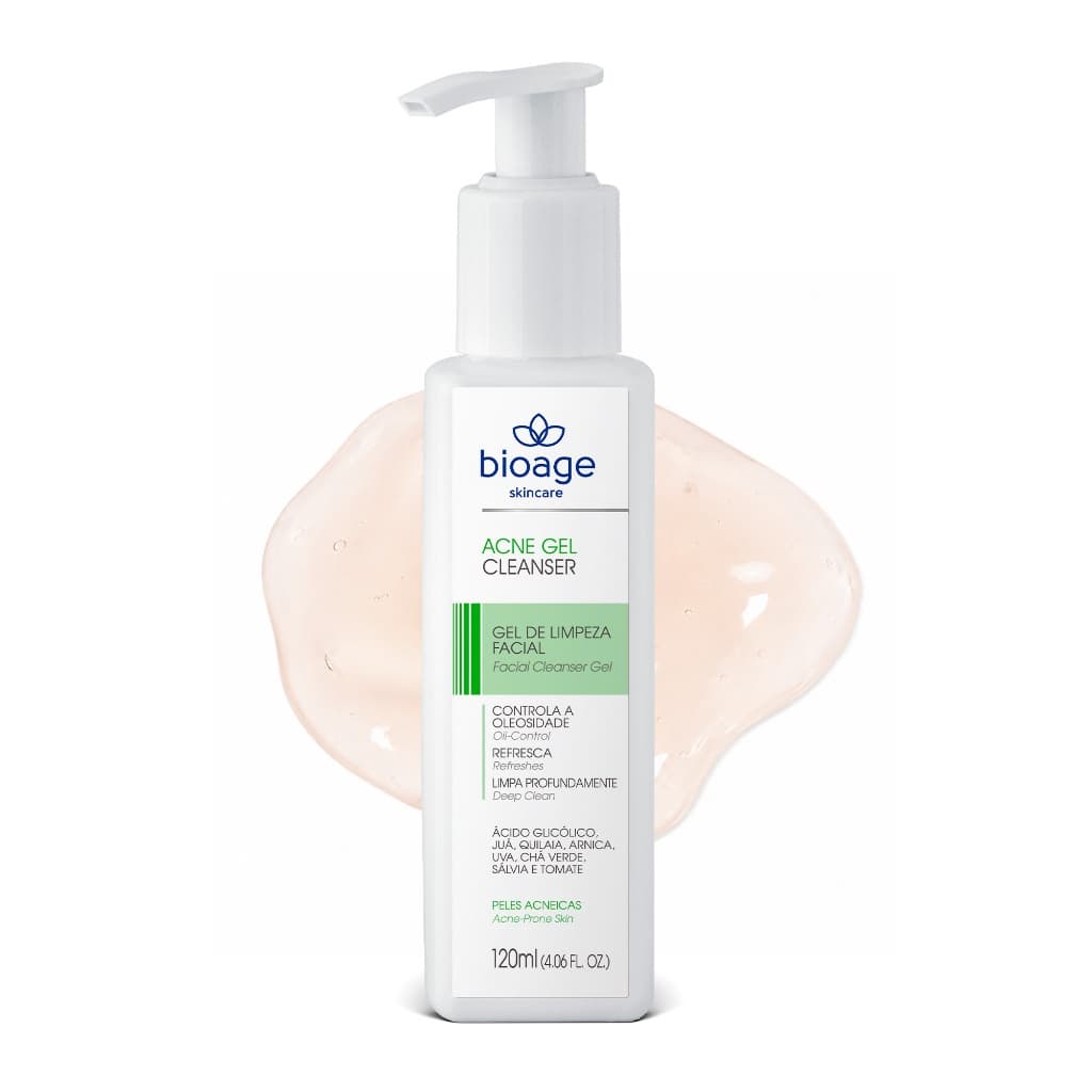 Sabonete Líquido Antiacne BioAge Bio Acne Solution Cleanser Gel de Limpeza Profunda Controle de Oleosidade 120ml