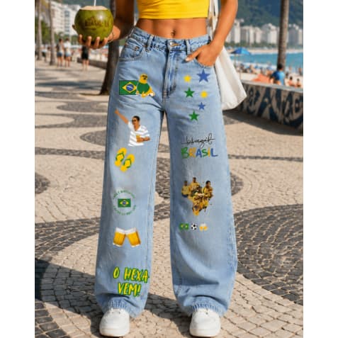 Adesivo Exclusivo DTF Copa do Mundo BRASIL | Termocolante Calça Jaqueta Camisa Pronto para Estampar