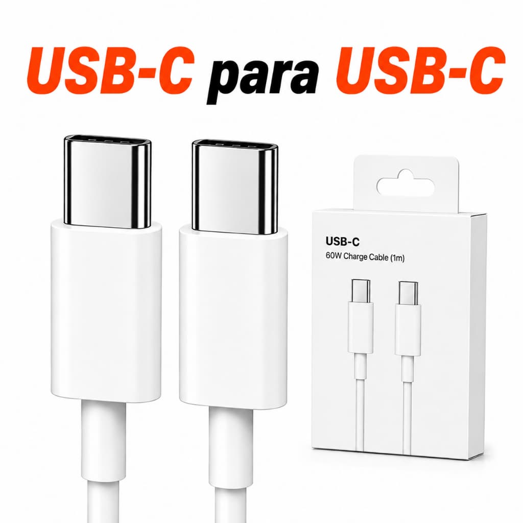 Cabo USB-C para USB-C Carregador Turbo 60W 1 Metro Serve para Iphone 15/16/17 Samsung Cabo USBC