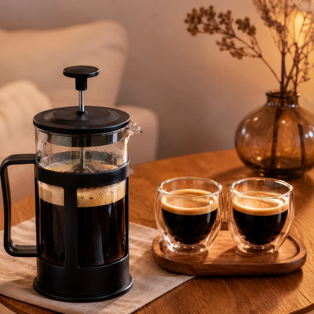 Cafeteira prensa francesa 300ml copos borossilicato 90ml cafe cha expresso gourmet Cremeira