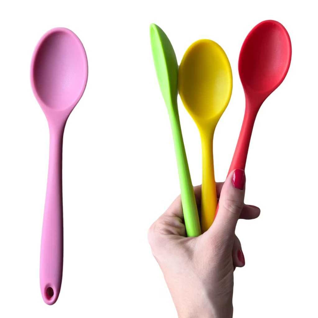Colher De Silicone Utensílio De Cozinha Super Resistente Ao Calor 20cm Não Risca Panela