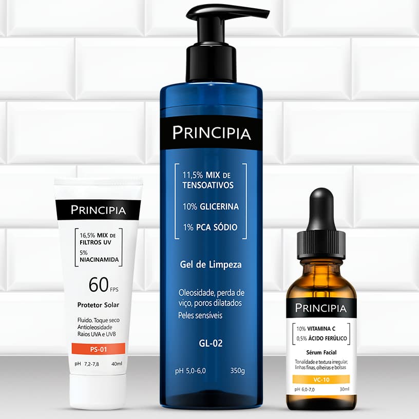 Principia Kit: Sérum Vitamina C-10, Protetor Solar facial