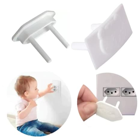Protetor de Tomada Infantil 10A Segurança Bebê Tampa Tomada Bichinhos Safari Branco kit c/8 ou 16