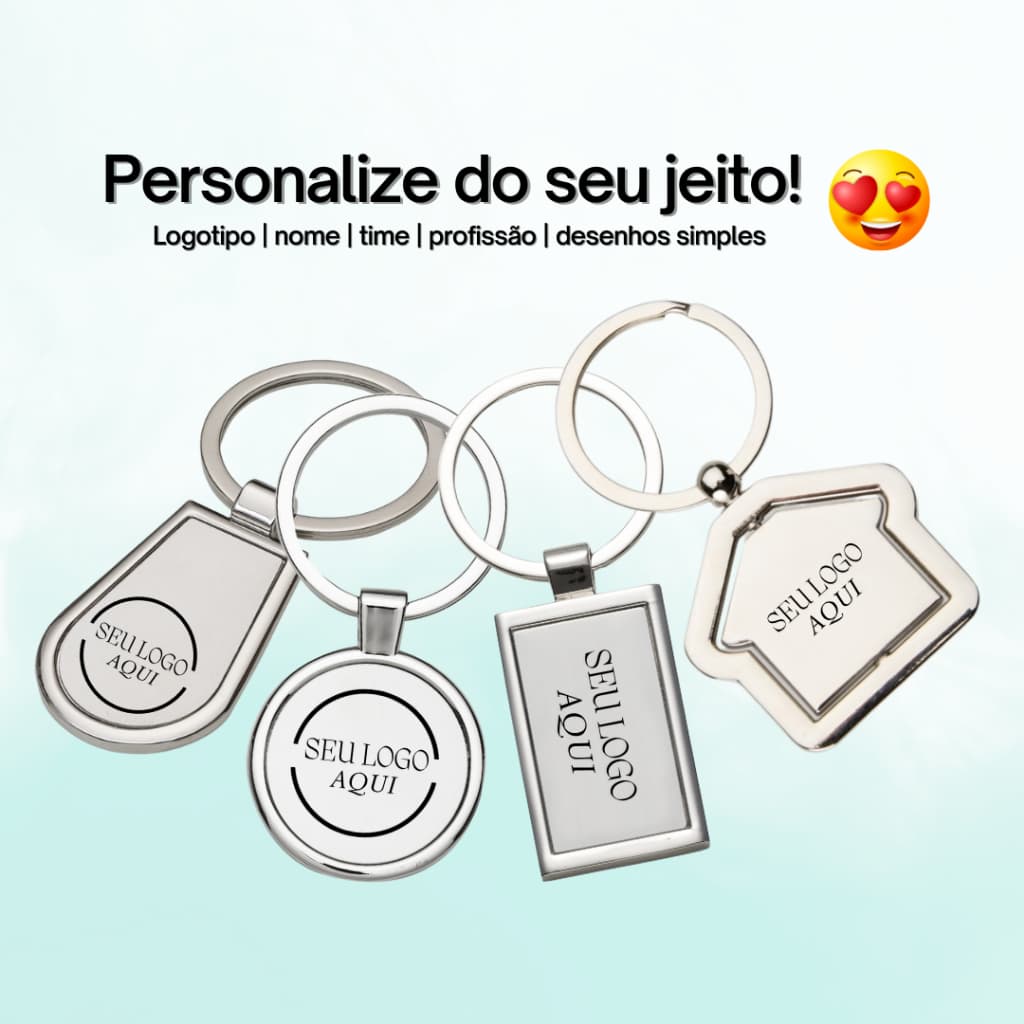 Chaveiro de Metal Personalizado - trabalho/casa/nome/contato/logo/identificação
