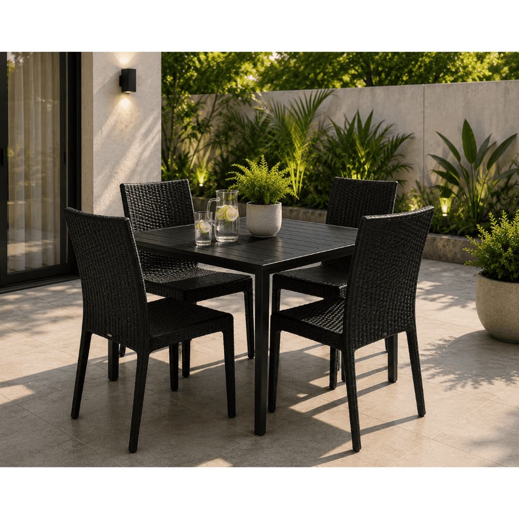 Kit Cadeira Área Externa Rattan Preta Design Ergonômico Para Piscina Jardim Varanda Gourmet 140kg