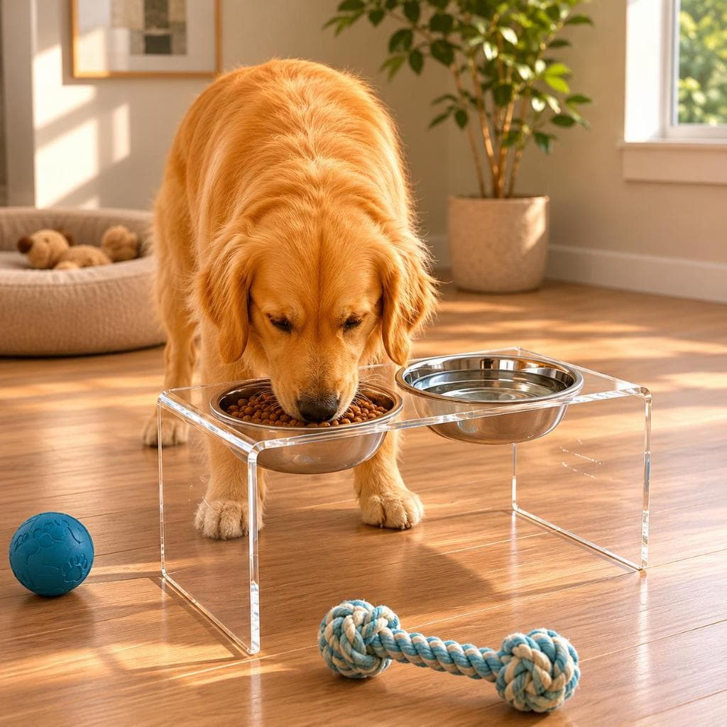 Comedouro Elevado Duplo Para Cães Cachorro Gato Pet Inox Bebedouro Alimentador Acrílico Tigela Ração