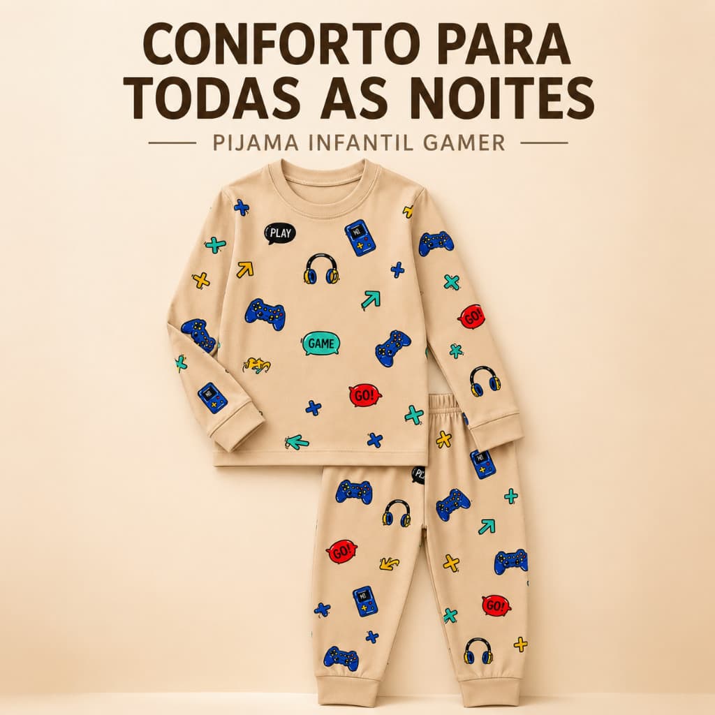 Conjunto Pijama Masculino Infantil Tecido Suede Manga Longa Calça Estampado Inverno Noite - Dormir -