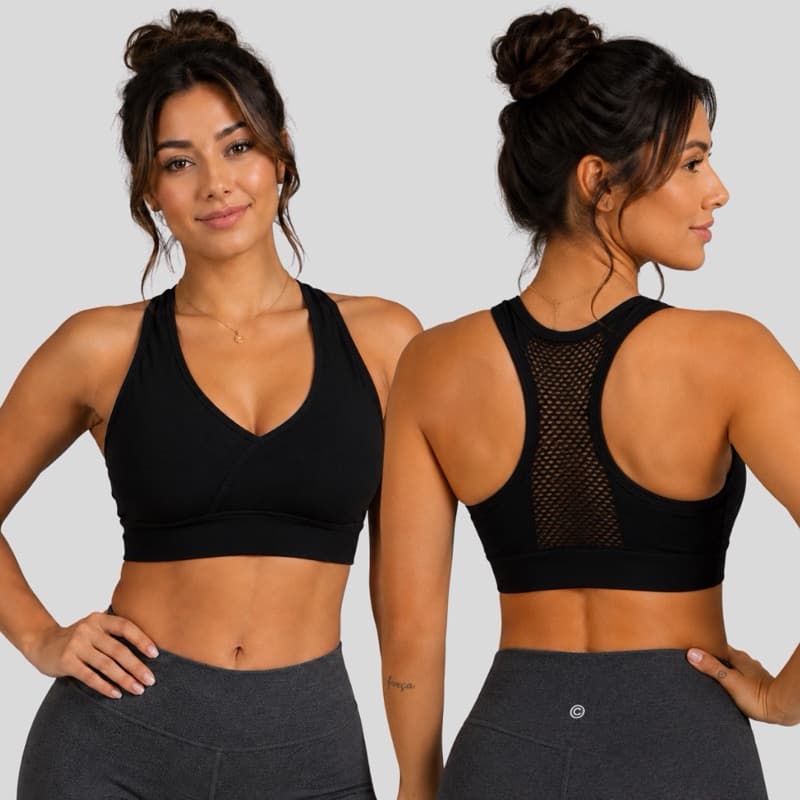 Top Tela nas Costas Fitness Feminino com Sustentação e Conforto