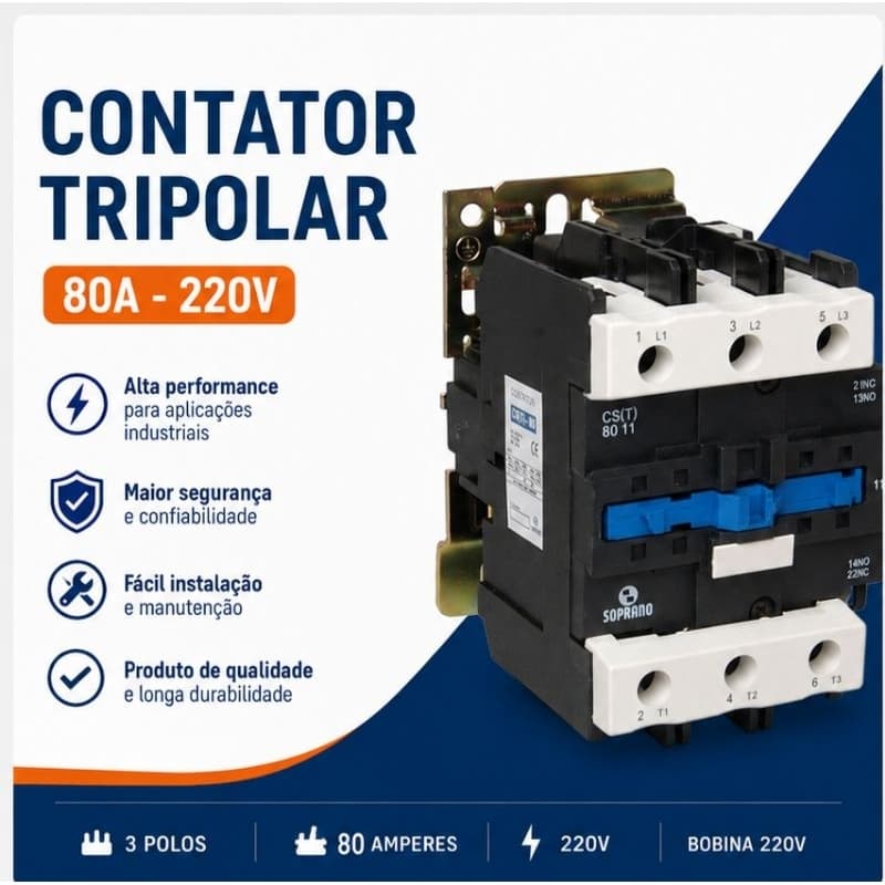 Contator Tripolar 80A 220V 1NA+1NF Cst Original