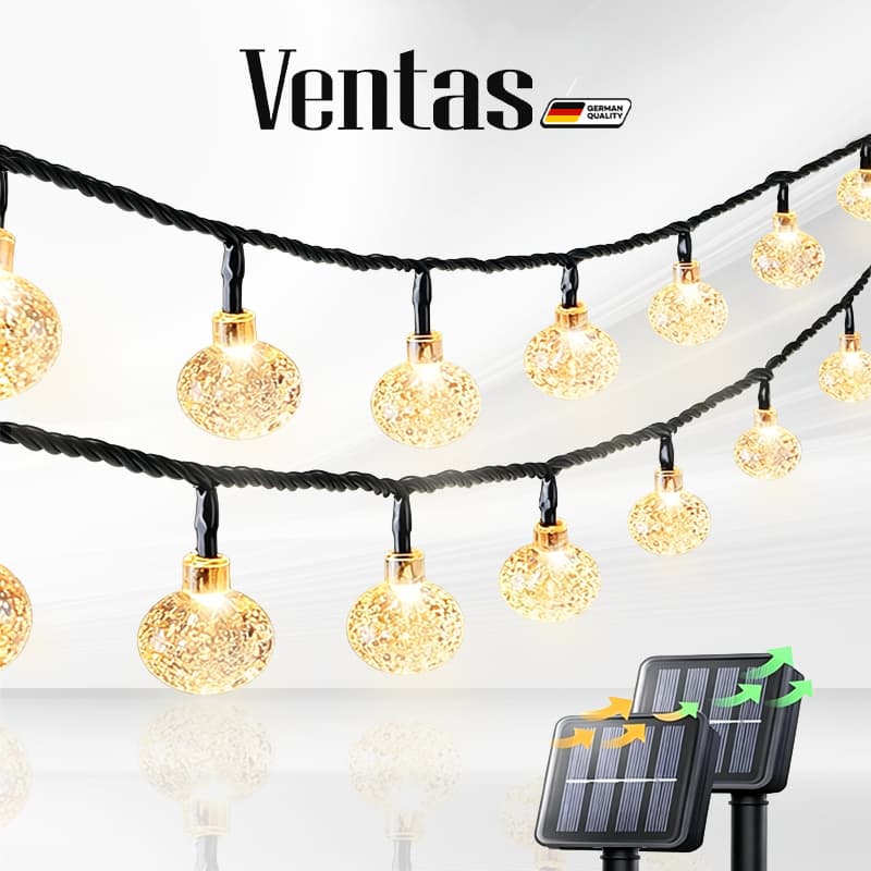 Ventas Varal de Luzes LED Lâmpada Solar 5/7/12M Decoração Natal Externa Jardim Casamento Gambiarra