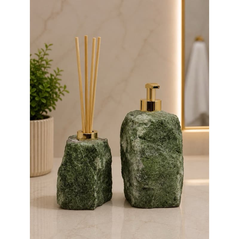 Kit Saboneteira e Difusor de Pedra Natural Diopsidio