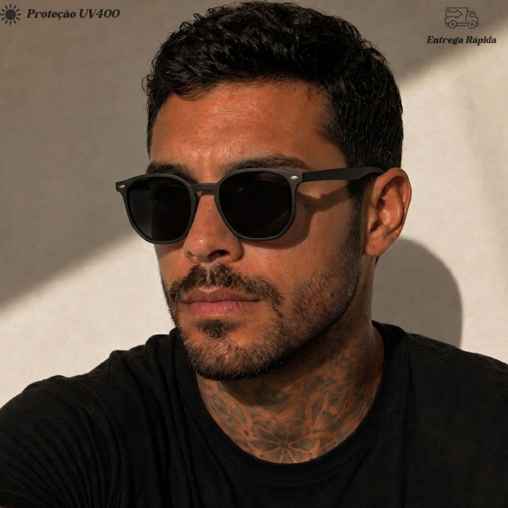 Óculos De Sol Hexagonal Top Lux Glasses Unissex Acetato Uv400 Moderno Flexível Premium Outono
