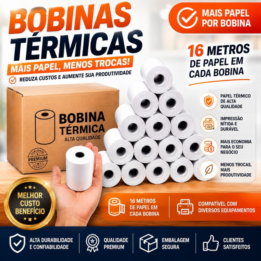 10 Bobina Térmica 57mm mini impressora