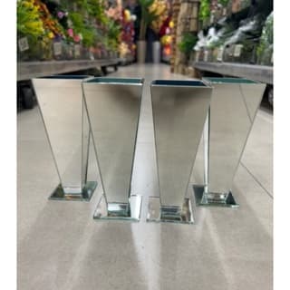 Vaso de Vidro Espelhado Para Arranjo Artificial Enfeite Decoração 15,5cm e 7,5cm Quadrado Tulipa