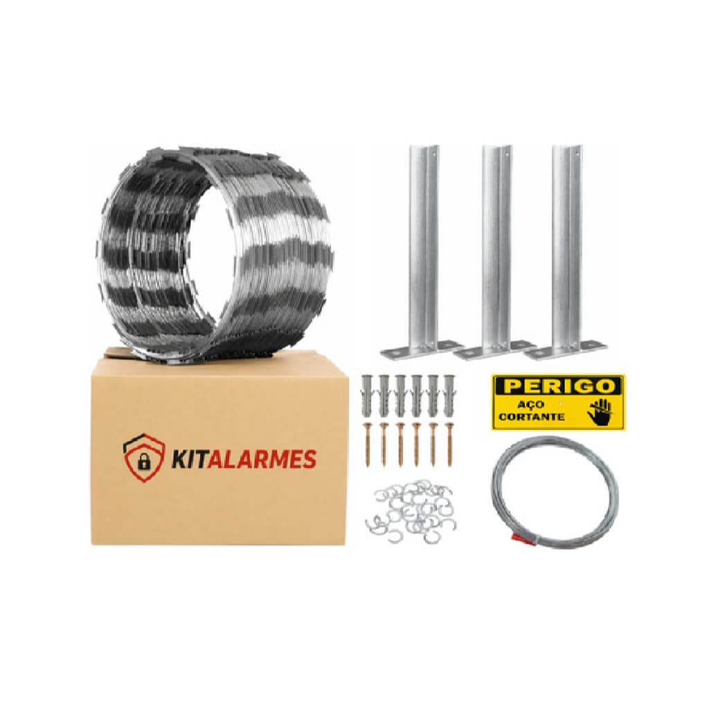 Concertina 30cm Simples  10m + Kit Completo Kitalarmes