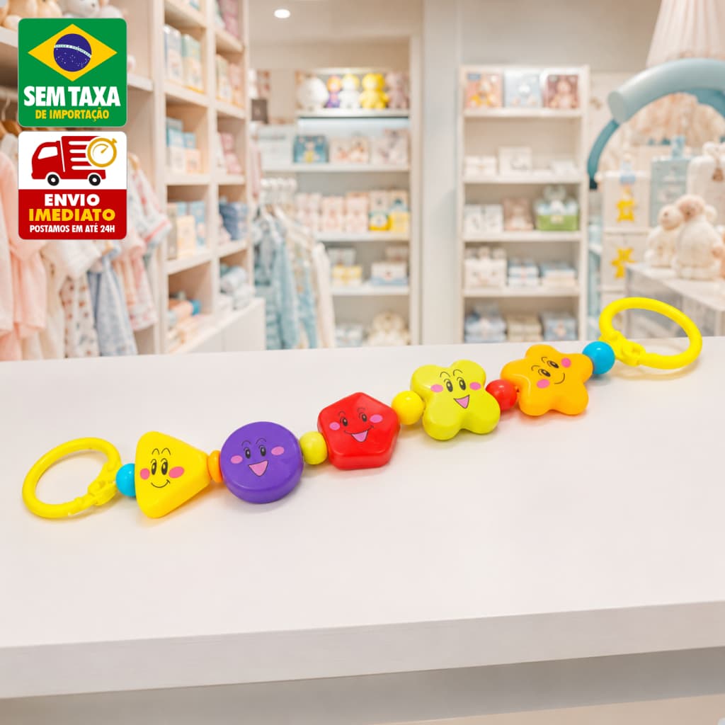 Móbile Infantil para Carrinho de Bebê com Chocalhos Cores Vibrantes Estímulo Sensorial Educativo