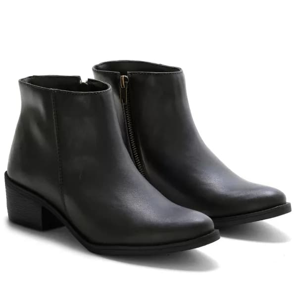Bota Feminina Preta De Saltinho Bico Fino Elegante Confortável Moda Verão