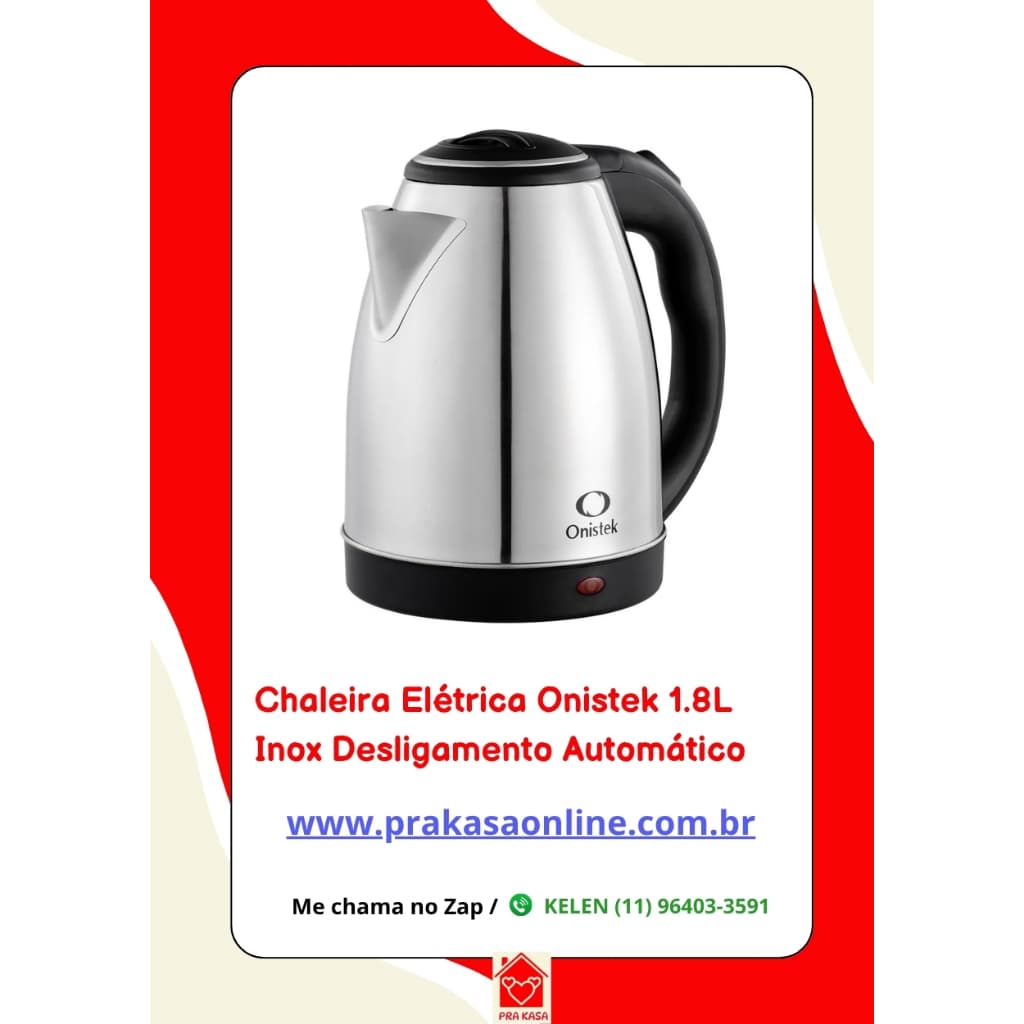 Chaleira Elétrica Onistek 1.8L Inox Desligamento Automático