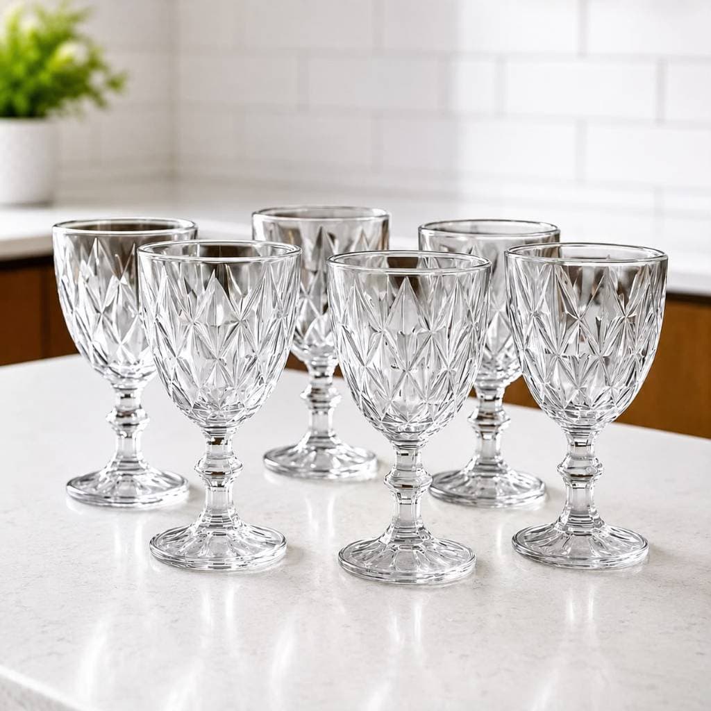 Conjunto 6 Taças Bali De Vidro 340ml Água Suco Drinks Mesa Posta