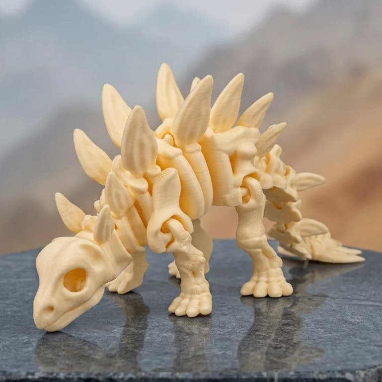 Esqueleto Dinossauro Articulado Stegosaurus Colecionável em Impressão 3D