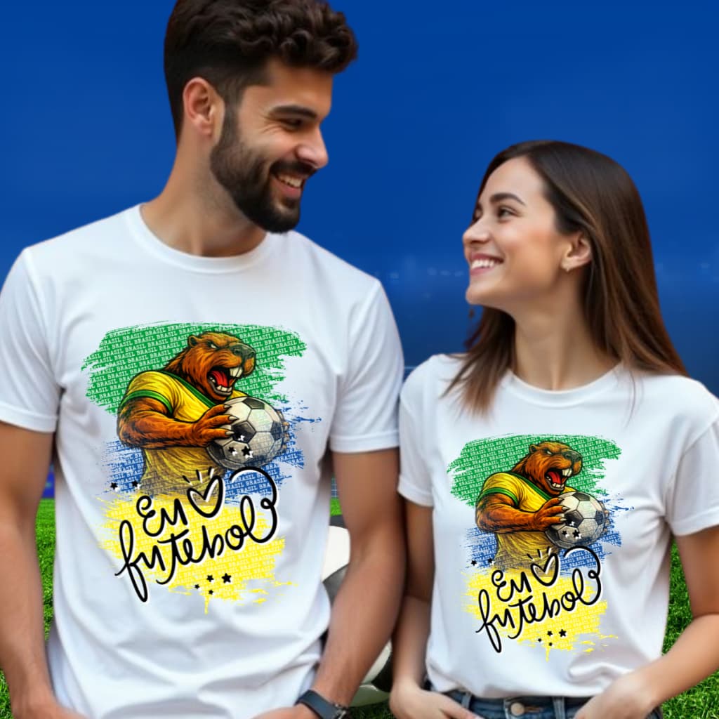 Camiseta Capivara Copa Do Mundo Brasil Eu Amo Futebol Seleção