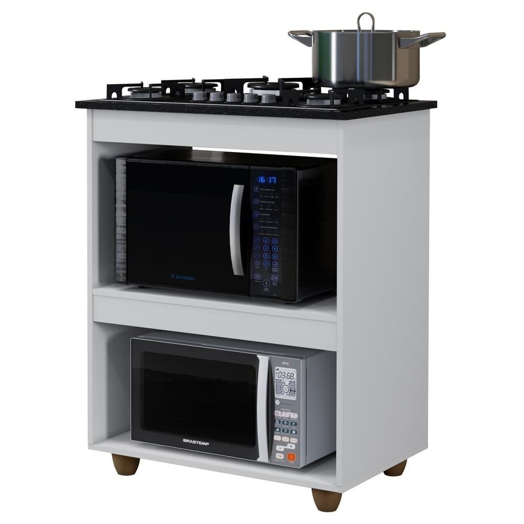 Balcão de Cozinha Turim Kaiki com Espaço para Cooktop Microondas e Forno