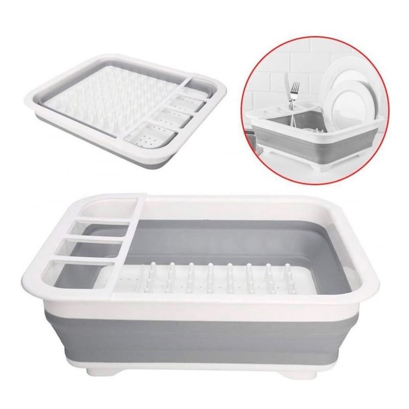 Escorredor de louças Pratos Talheres retrátil silicone dobrável facil pratico uso FLU HOME
