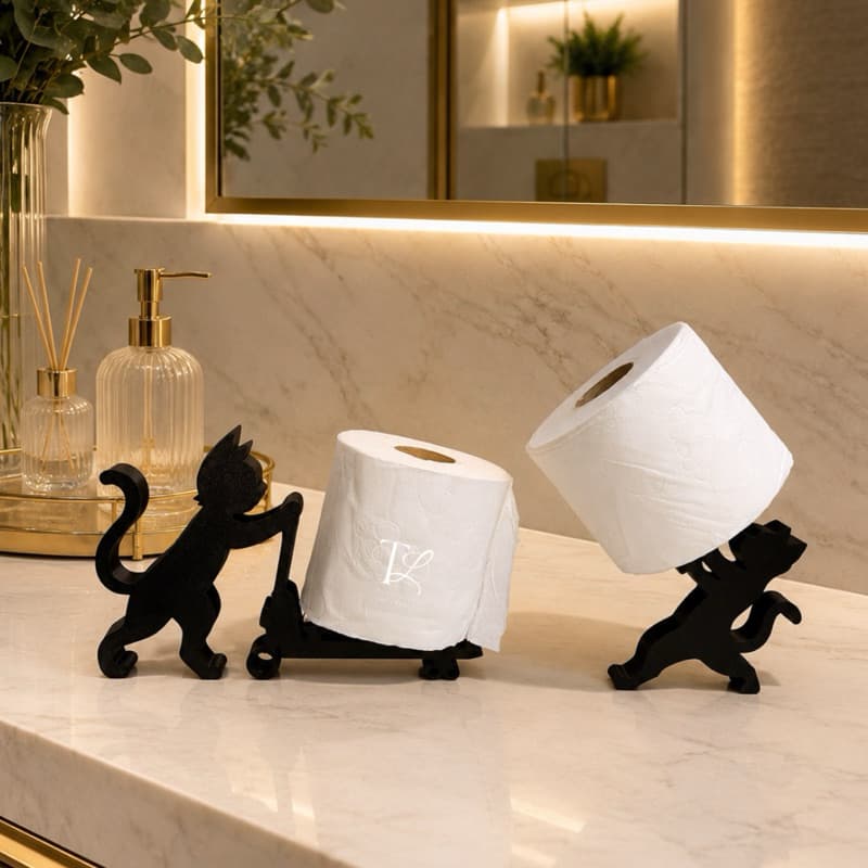 Suporte Decorativo Papel Higiênico de Gatinho Criativo Banheiro Divertido