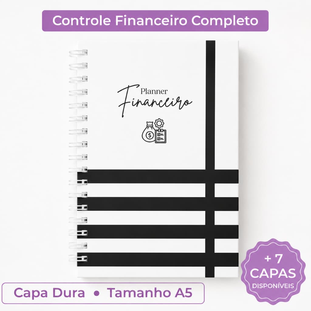 Planner Financeiro A5 Não Datado | Controle de Gastos e Orçamento Mensal | Agenda Financeira