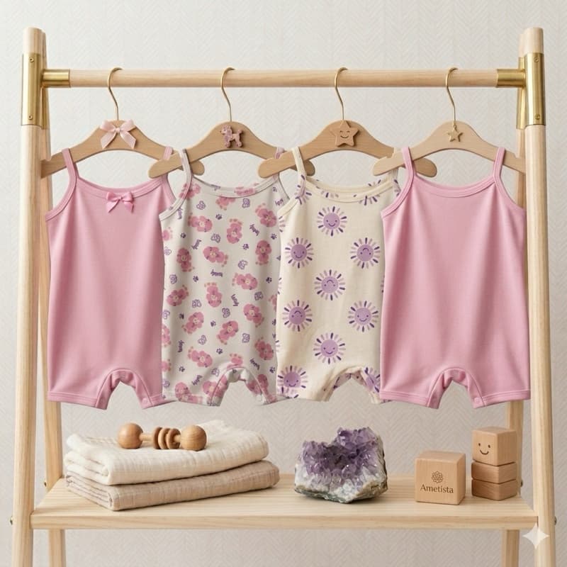 kit 4 Macaquinho Body Bebê Menina Roupa de Bebe Menina Macacão Infantil Moda Feminina Verão Algodão