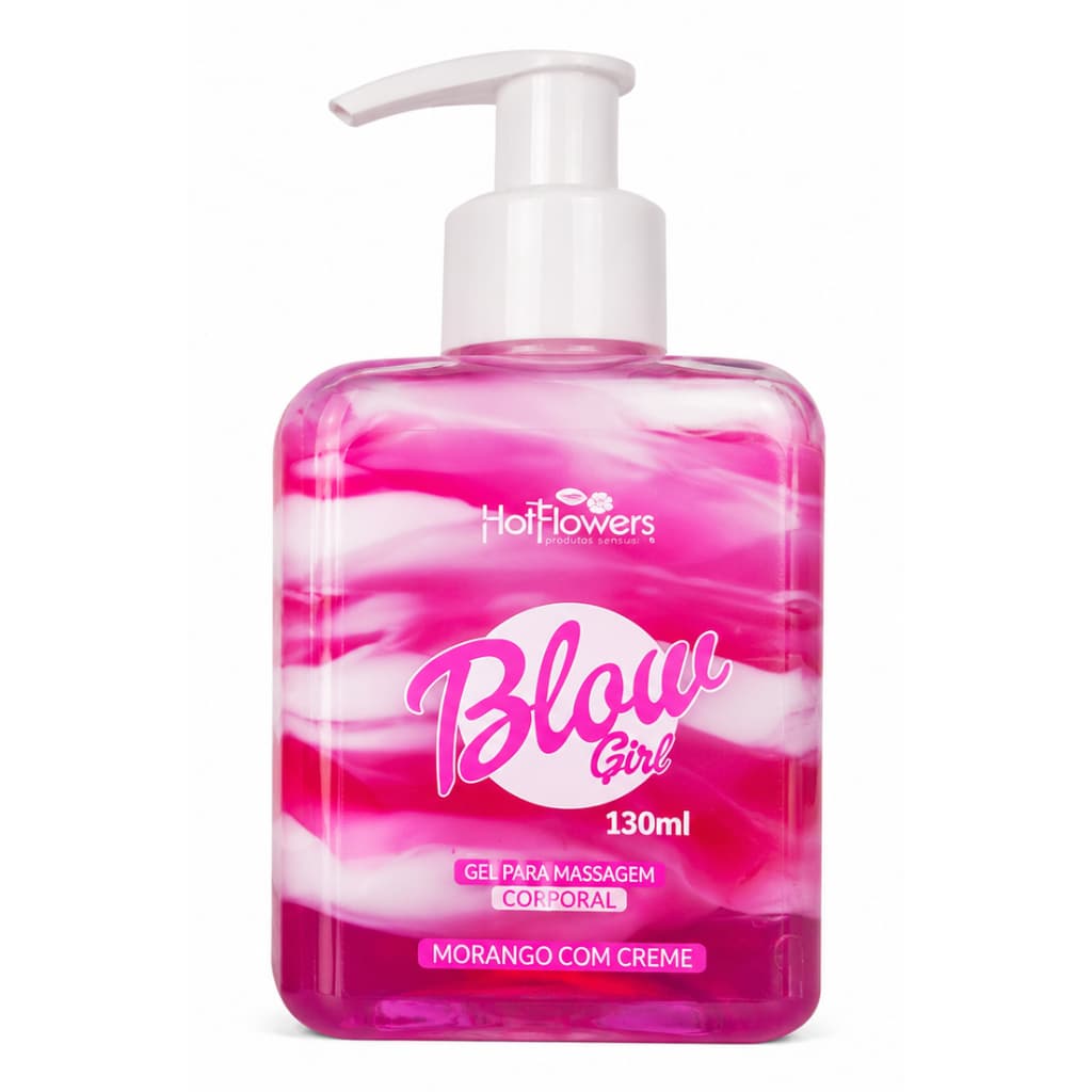 Blow Girl Morango com Creme 130ml Gel Beijável Hidratante Corporal Hot Flowers Original