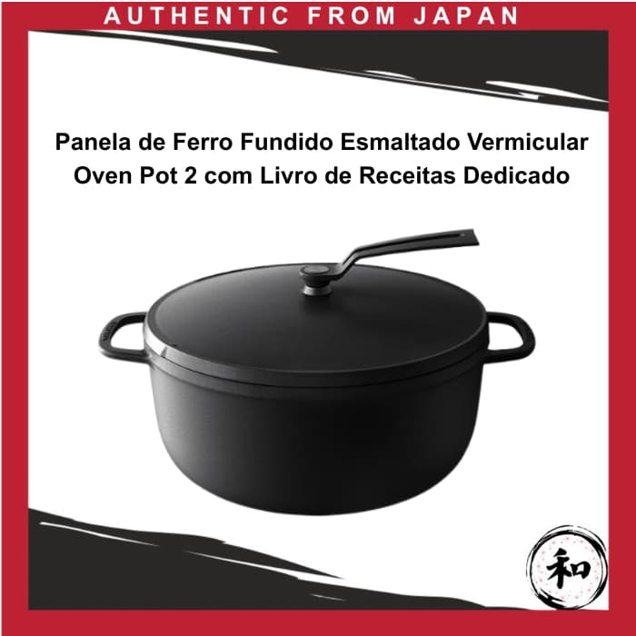 Panela de Ferro Fundido Esmaltado Vermicular Oven Pot 2 com Livro de Receitas Dedicado [Direto do Japão]