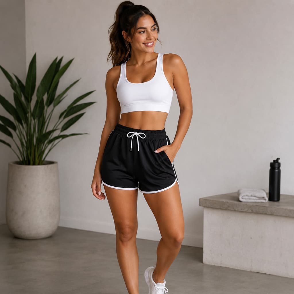 Short Feminino Esportivo Casual Confortável Cintura Ajustável
