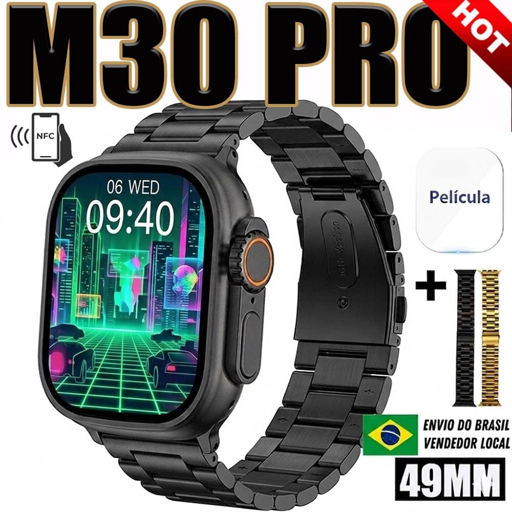 Novo M30 PRO Smartwatch relógio esportivo NFC 49 mm Bluetooth 2,10 polegadas discador
