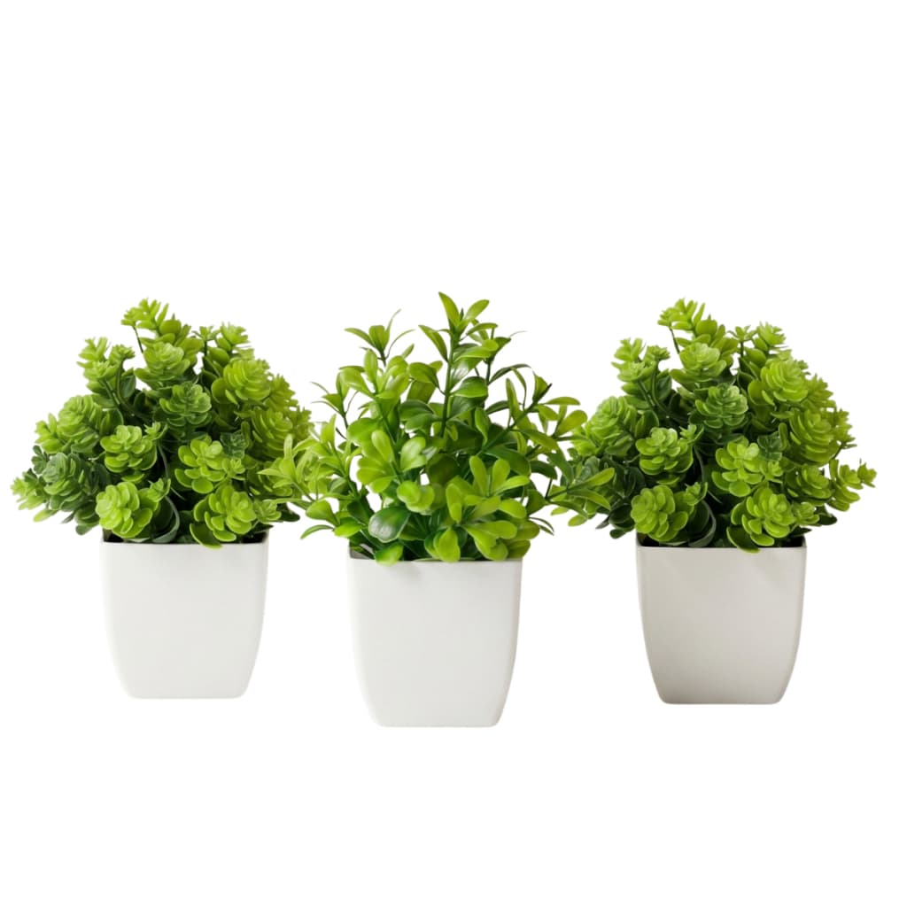 Planta Artificial Suculenta Vaso Branco Luxo 3 Unid