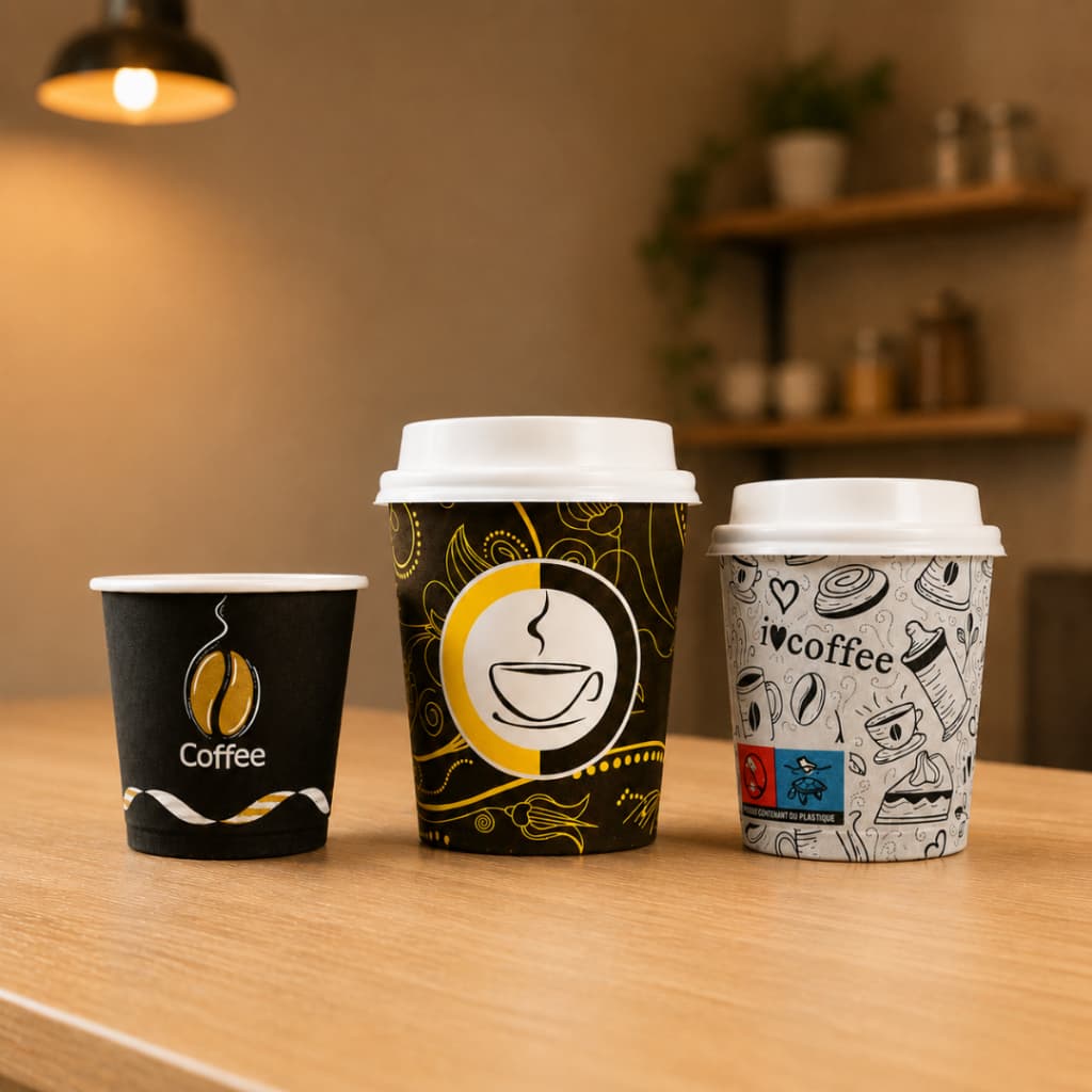 100 Copo de Papel Estampa Impresso Térmico 60ml 120ml 160ml Chá Café Expresso Com Ou Sem Tampa Bico