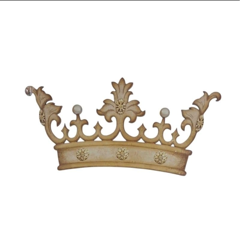 Aplique Decorativo Coroa MDF 20 cm litoarte