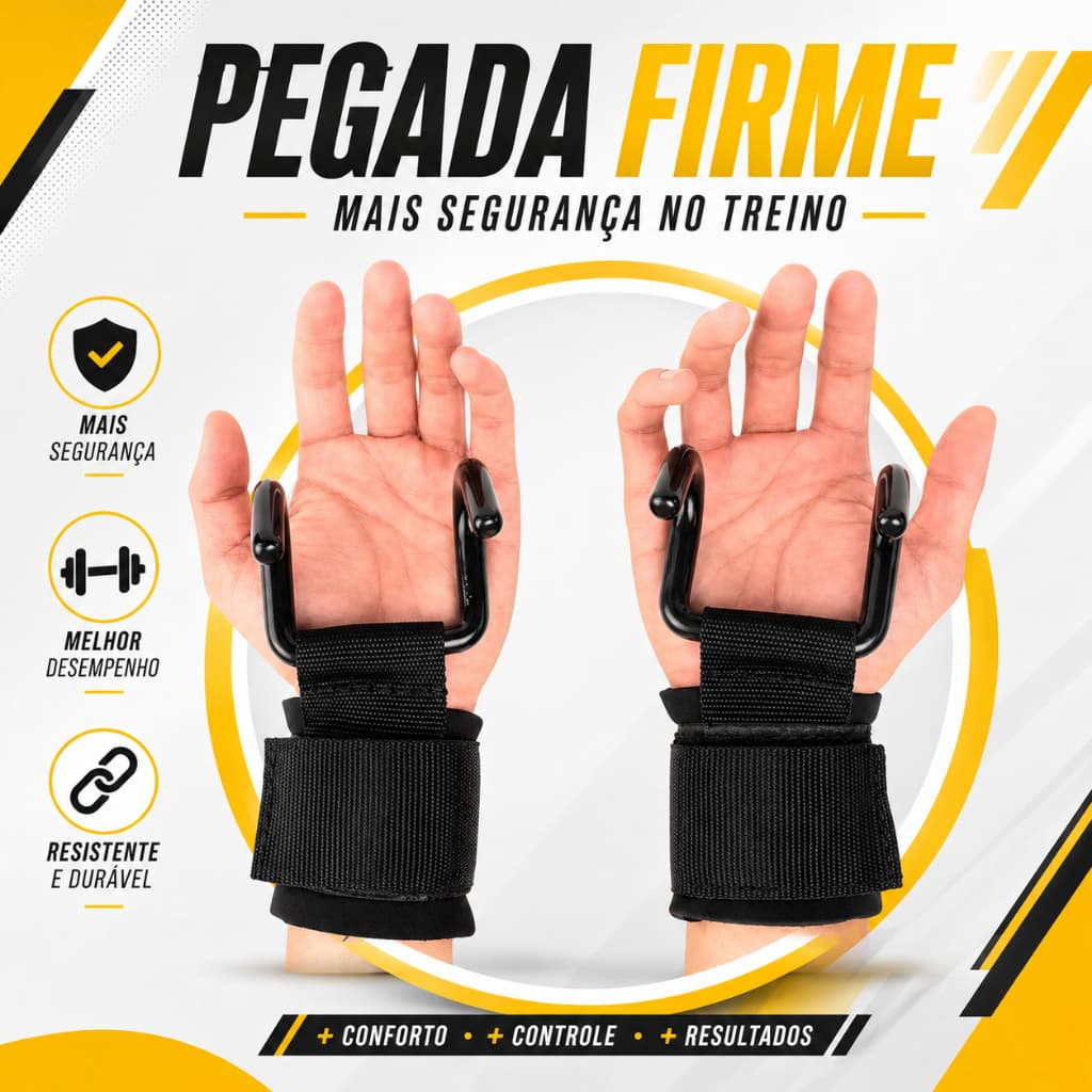 Luva Metal Treino Straps Gancho Musculação Crossfit Funciona X-MATTE