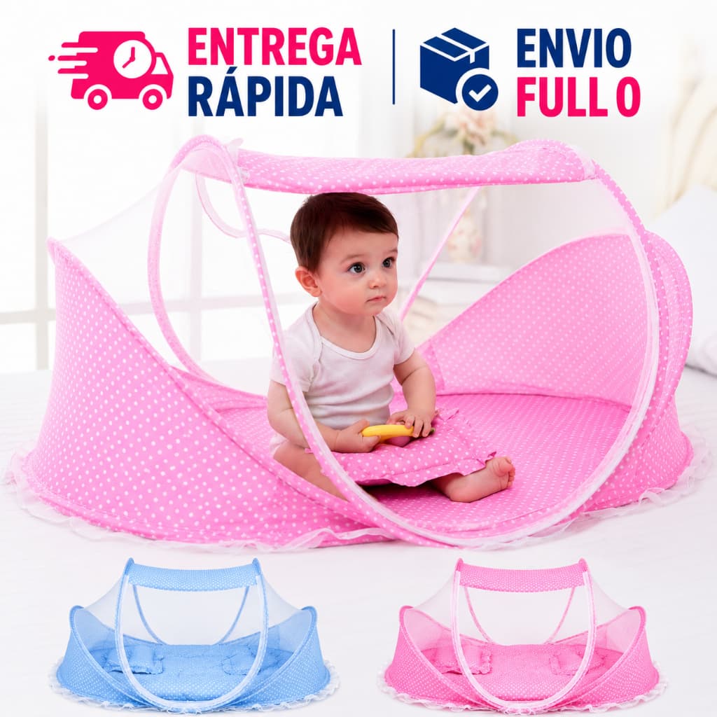 Berço Portátil Mosquiteiro Acolchoado Travesseiro Camping Viagem - DMB6994/DMB6993/DMB6992