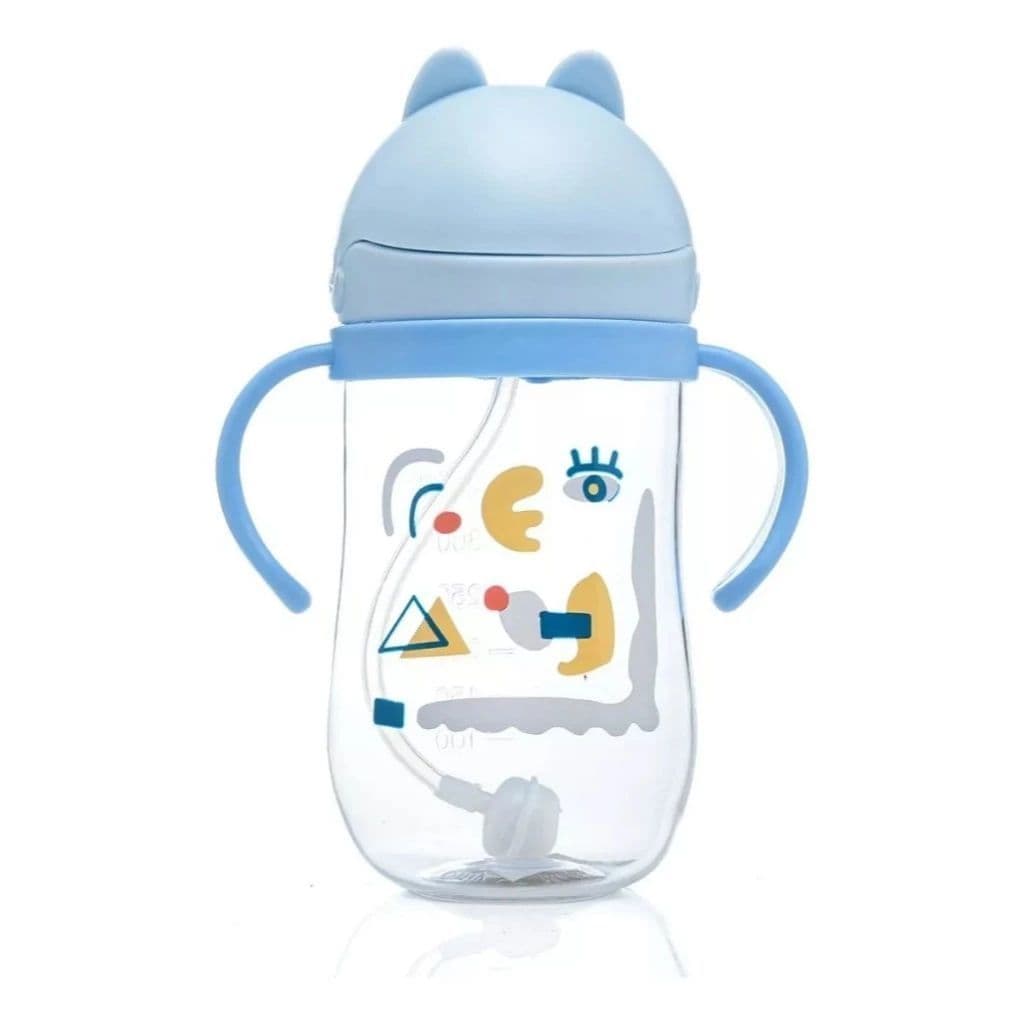 Copo infantil de Treinamento com Canudo Silicone Antivazamento C/Alça Garrafa squeeze Criança 350 ML