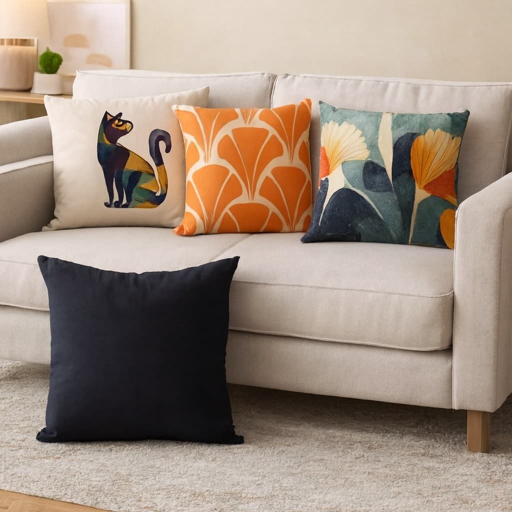 Almofada4 Capas Decorativa 45x45-Estilo Atual | Linda e Moderna-Frase Positiva | Deus Fé e Gratidão.