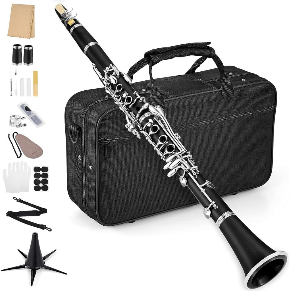 Bb Clarinet for beginners, madeira de ebonite, chaves niqueladas com