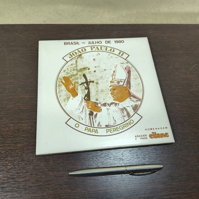 Lembrancinha Porcelana Visita Papa João Paulo Ii 1980 20x20